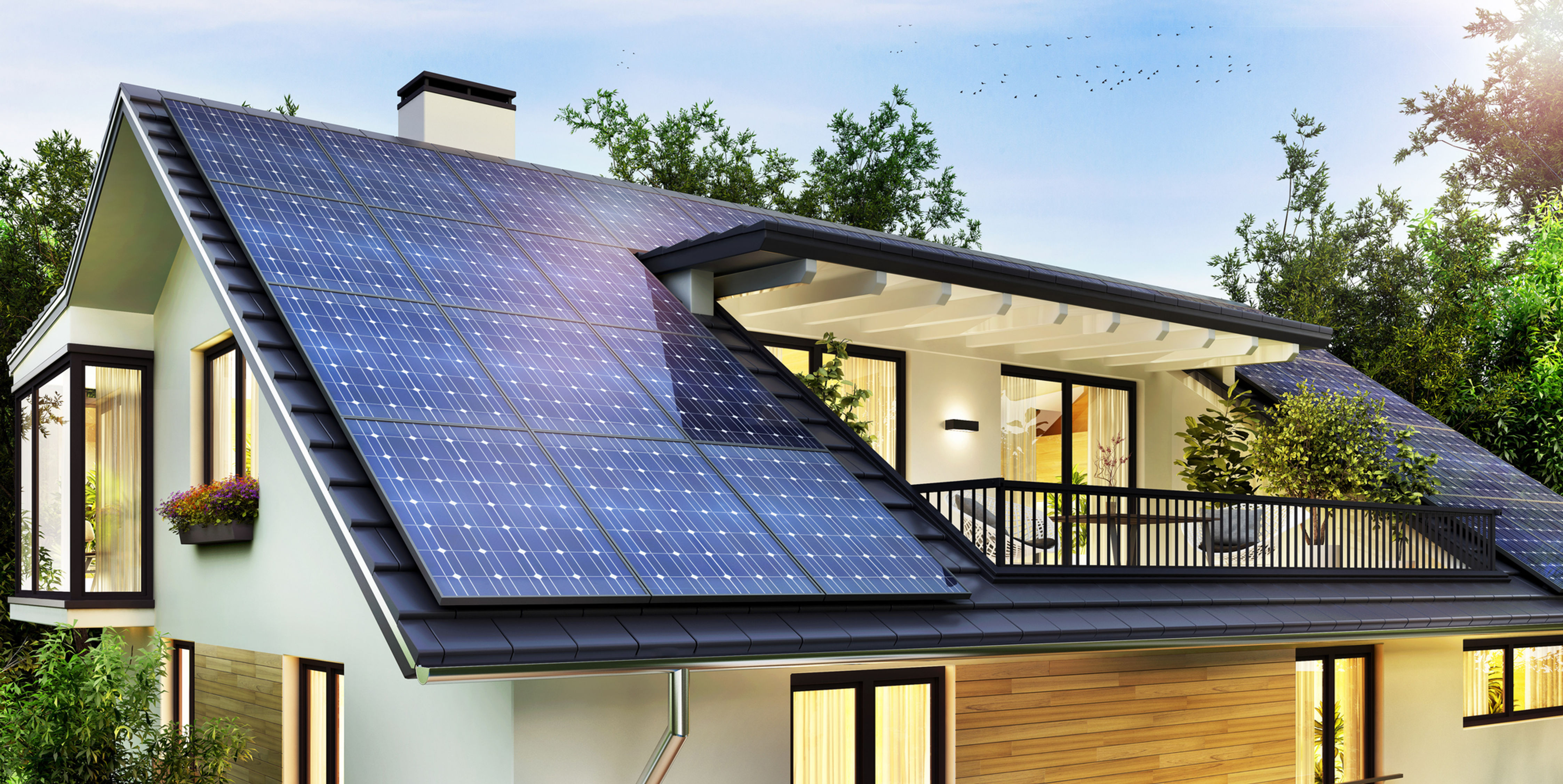 Hausdach mit Photovoltaikanlage